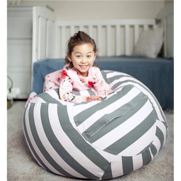 Stuffed Animal Storage Bean Bag Chair Cover for Kids | Stuffable Zipper - Picture 2 of 6